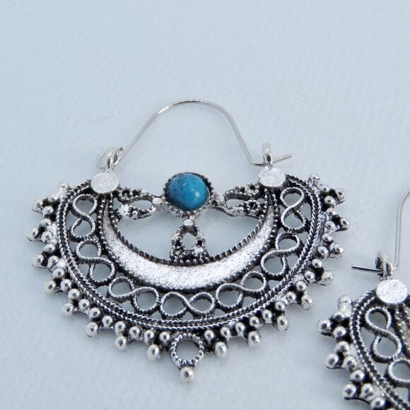 Free People Turquoise Pewter Drop Earrings - Picture 4 of 5